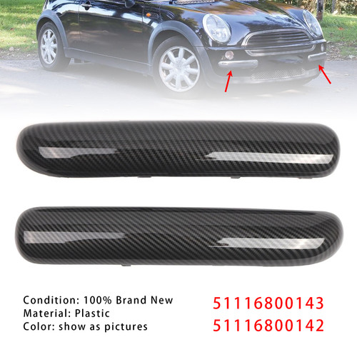 2001-2004 Mini Copper One Cabrio R50 Pair Front Bumper Trim 51116800143 51116800142 Carbon Fibre Generic