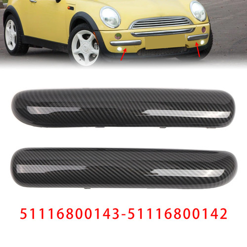 2001-2004 Mini Copper One Cabrio R50 Pair Front Bumper Trim 51116800143 51116800142 Carbon Fibre Generic