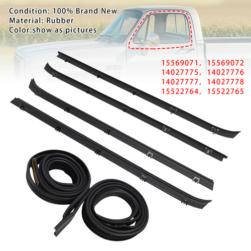 1981-1986 Suburban K1500 K2500 C1500 4PCS Car Window Weatherstrip Molding Trim Belt+2 Window Seals Generic