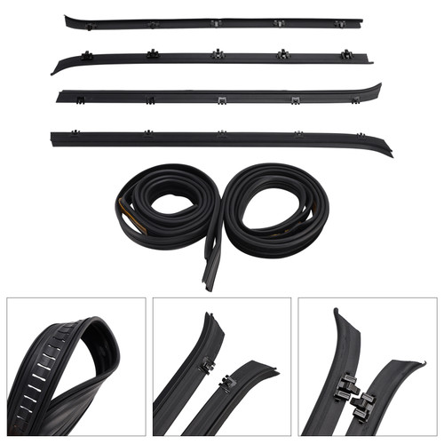 1987-1991 Suburban V1500 R1500 4PCS Car Window Weatherstrip Molding Trim Belt+2 Window Seals Generic