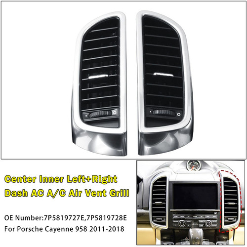 2011-2018 Porsche Cayenne 958 Center Inner Left+Right Dash AC A/C Air Vent Grille 7P5819727E 7P5819728E Generic