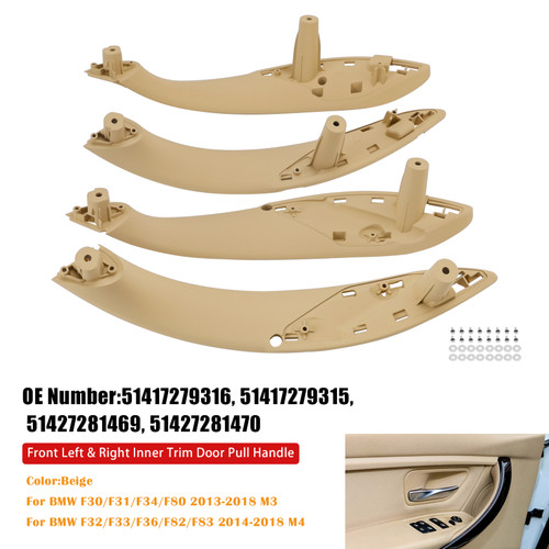 2014-2018 BMW F32/F33/F36/F82/F83 4PCS Beige Inner Trim Door Pull Handle Generic