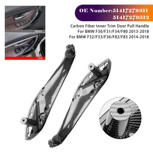 2014-2018 BMW F32/F33/F36/F82/F83 2x Carbon Fiber Inner Trim Door Pull Handle Generic