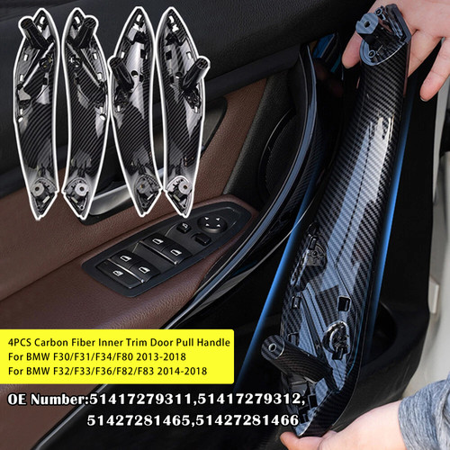 2013-2018 BMW F30/F31/F34/F80 4PCS Carbon Fiber Inner Trim Door Pull Handle Generic