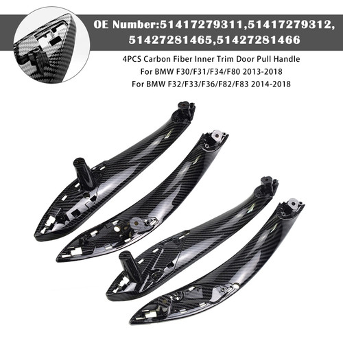 2013-2018 BMW F30/F31/F34/F80 4PCS Carbon Fiber Inner Trim Door Pull Handle Generic