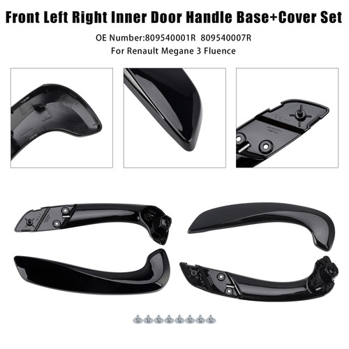 2008-2016 Renault Megane 3 Front Left+Right Side Inner Door Handle Base+Cover Set Generic
