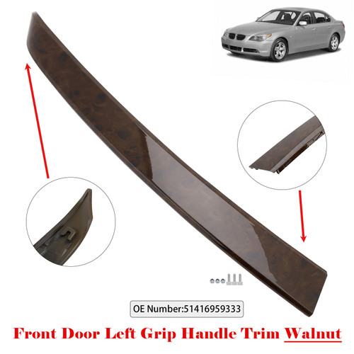 2004-2006 BMW 5 Series E60 E61 Front Door Left Grip Handle Trim Walnut 51416959333 Generic