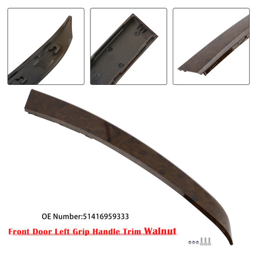 2004-2006 BMW 5 Series E60 E61 Front Door Left Grip Handle Trim Walnut 51416959333 Generic