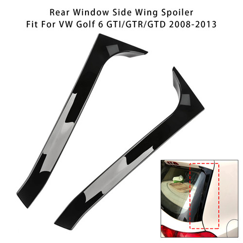 2008-2013 VW Golf 6 GTI/GTR/GTD Pair Rear Window Side Wing Spoiler Gloss Black Generic