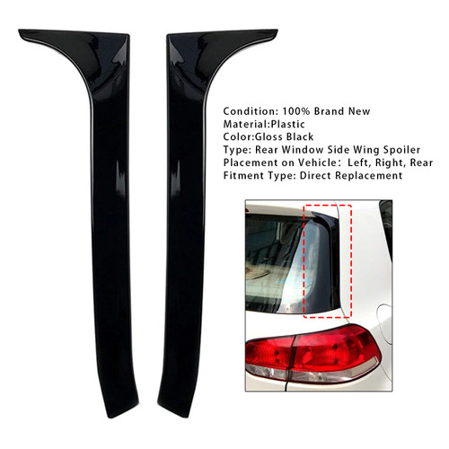 2008-2013 VW Golf 6 GTI/GTR/GTD Pair Rear Window Side Wing Spoiler Gloss Black Generic
