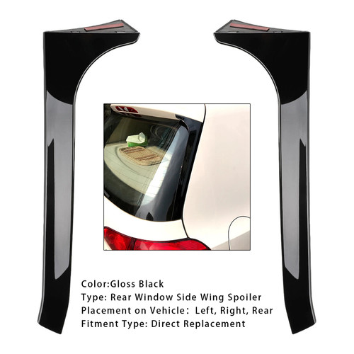 2008-2013 VW Golf 6 GTI/GTR/GTD Pair Rear Window Side Wing Spoiler Gloss Black Generic