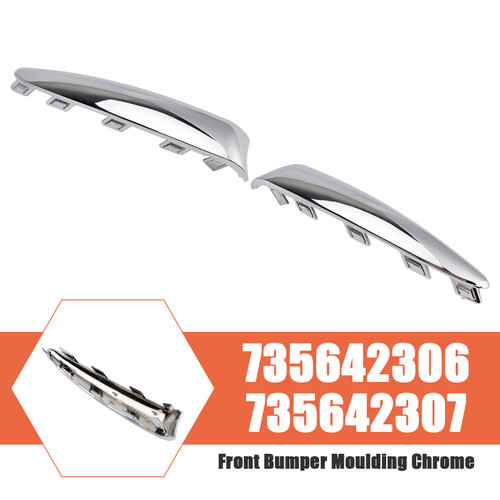 2015-2020 FIAT 500 (312) LOUNGE Left & Right Front Bumper Moulding Chrome 735642306 Generic