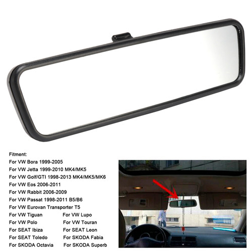 SEAT Ibiza Leon Toledo Rear View Interior Mirror Glass 3B0857511G Black Generic