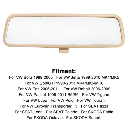 SEAT Ibiza Leon Toledo Rear View Interior Mirror Glass 3B0857511G Beige Generic