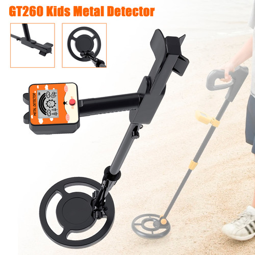 GT260 Kids Child Trasure Seeker Beginners Metal Detector Waterproof Coil Black