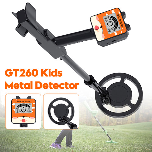 GT260 Kids Child Trasure Seeker Beginners Metal Detector Waterproof Coil Black