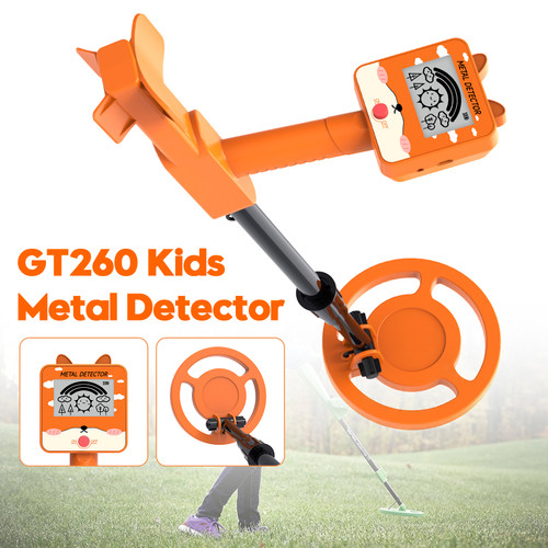 GT260 Kids Child Trasure Seeker Beginners Metal Detector Waterproof Coil Orange