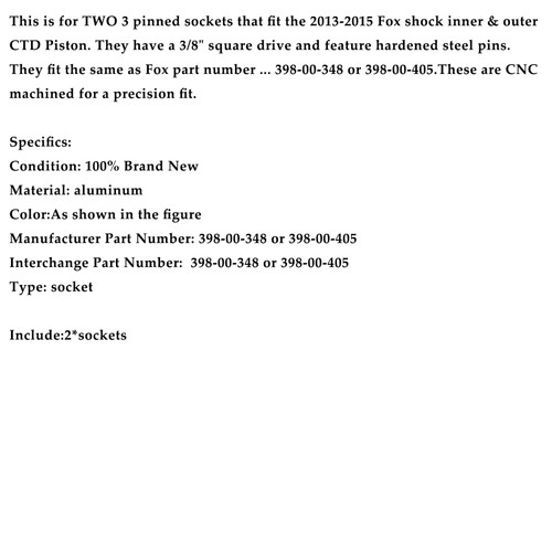 3 pin CTD piston set- Inner & Outer Sockets 398-00-348 & 398-00-504 For Fox
