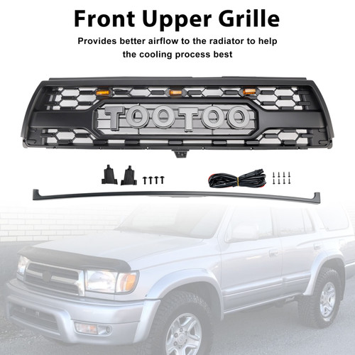 1996-2000 Toyota 4Runner Front Bumper Grille With Led Light Matte Black Generic