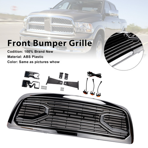 2009-2012 Dodge Ram 1500 Front Bumper Grille W/ Led Light Chrome Generic