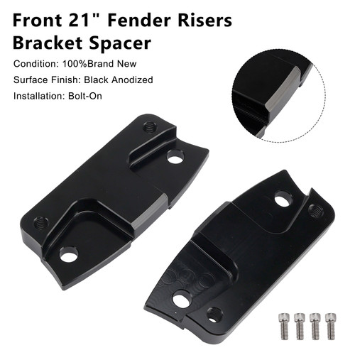 2014+ touring Electra Street Glide Front 21" Fender Risers Bracket Spacer Black Generic
