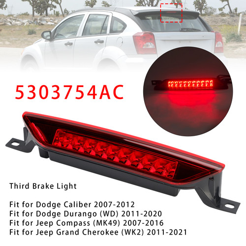 2007-2021 Jeep Compass Grand Cherokee Rear High Mount Third Brake Light Lamp 5303754AC Red Generic