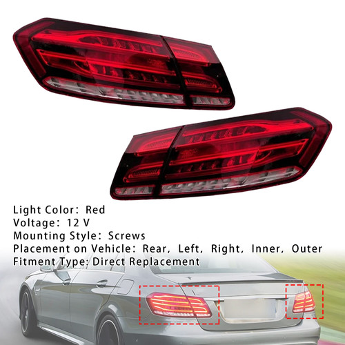 2014 Mercedes-Benz E250/E350/E400/E550/E63 AMG/E63 AMG S 4PCS Left Right Inner Outer LED Rear Tail Light Brake Lamp Generic