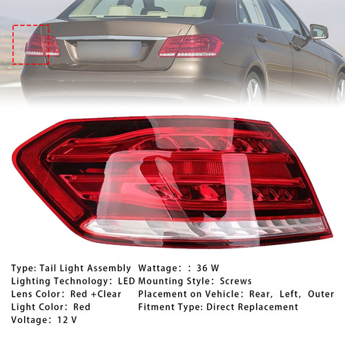 2013-2015 Mercedes-Benz E-CLASS W212 SEDAN FACELIFT Left Side LED Outer Rear Tail Light Brake Lamp Generic