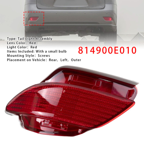 2010-2015 Lexus RX350 Base/ F Sport/ Sportdesign Left Rear Bumper Reflector 814900E010 Red Generic