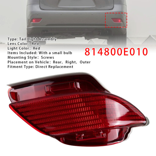 2010-2015 Lexus RX350 Base/ F Sport/ Sportdesign Right Rear Bumper Reflector 814800E010 Red Generic