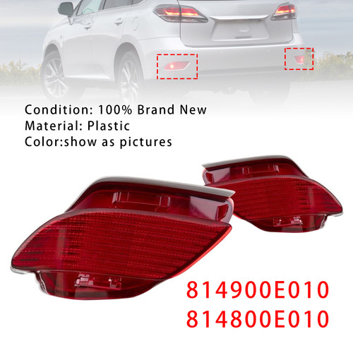 2010-2015 Lexus RX350 Base/ F Sport/ Sportdesign Left+Right Rear Bumper Reflector 814900E010 814800E010 Red Generic