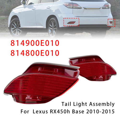 2010-2015 Lexus RX450h Base Sportdesign Left+Right Rear Bumper Reflector 814900E010 814800E010 Red Generic