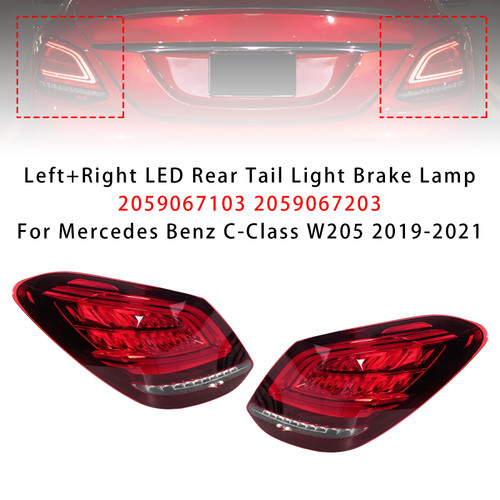 2019-2021 Mercedes Benz C43 C63 AMG Left+Right LED Rear Tail Light Brake Lamp 2059067103 2059067203 Generic
