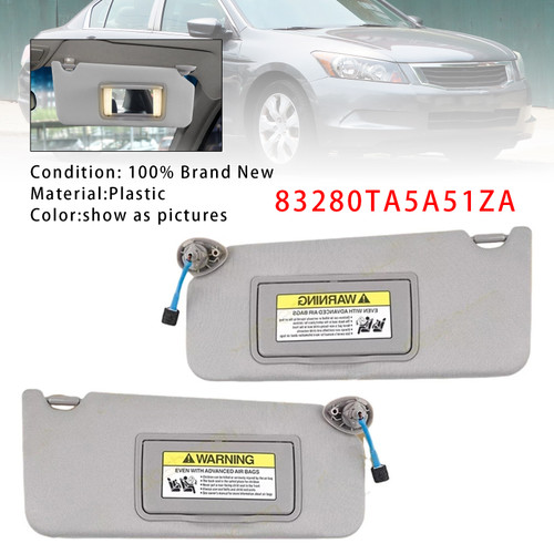 2008-2017 Honda Accord Pair Of Gray Sun Visor 83280TA5A51ZA Generic