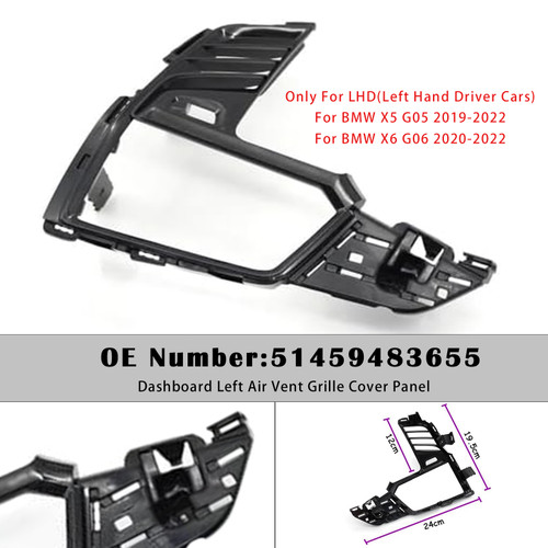 2019-2022 BMW X5 G05 X6 G06 Dashboard Left Air Vent Grille Cover Panel 51459483655 Generic