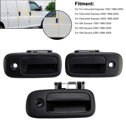 1996-2009 Chevrolet Express 1500 2500 3500 3PCs Front Exterior Door Handle Set 15167641 Generic