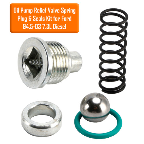 1994-2003 Ford 7.3L Diesel Oil Pump Relief Valve Spring Plug & Seals Kit F4TZ6666A Generic