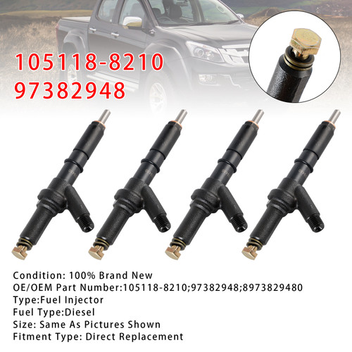 ISUZU 4JH1 Engine 4Pcs Fuel Injector 105118-8210 Generic