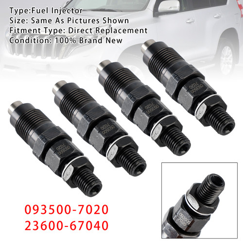Hilux Surf Prado 1KZ-TE 3.0 L 4Pcs Fuel Injector 093500-7020 23600-67040 Generic