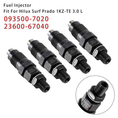 Hilux Surf Prado 1KZ-TE 3.0 L 4Pcs Fuel Injector 093500-7020 23600-67040 Generic