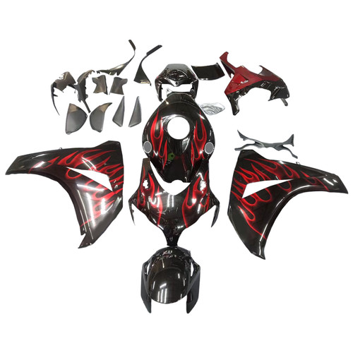 2008-2011 Honda CBR1000RR Amotopart Fairings Black & Cherry Red Flame Racing Customs Fairing