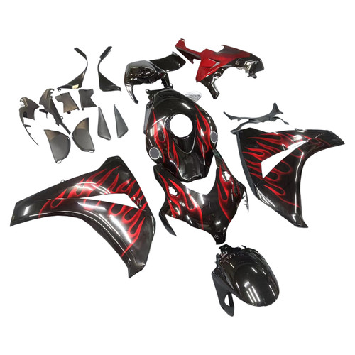 2008-2011 Honda CBR1000RR Amotopart Fairings Black & Cherry Red Flame Racing Customs Fairing