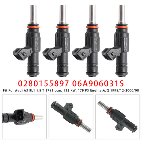 1996-2000 Audi A3 8L1 1.8 T 4Pcs Fuel Injector 0280155897 06A906031S Generic