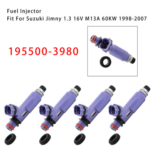 1998-2007 Suzuki Jimny 1.3 16V M13A 60KW 4Pcs Fuel Injector 195500-3980 Generic