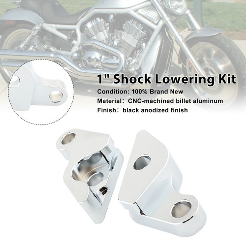 2002-2017 HARLEY VRSC V-ROD 1" Shock Lowering Kit Silver Generic