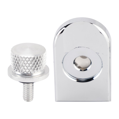 1996-2023 Touring Softail Dyna Sportster Model 1/4-20 Knurled Seat Bolt Screw with Plate Silver Generic