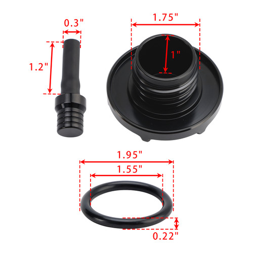 1996-up Touring and Softai Aluminum Gas Fuel Tank Cap with Vent Hose Black Generic