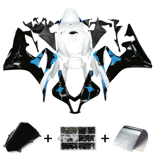 2007-2008 Honda CBR600RR Amotopart Fairings Black White Blue Coin RR Racing Customs Fairing
