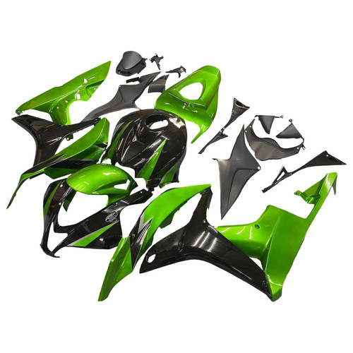 2007-2008 Honda CBR600RR Amotopart Fairings Metallic Black & Green Honda Racing Customs Fairing