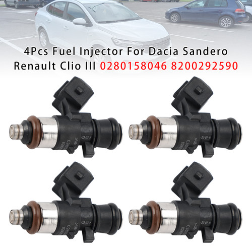 2001-2023 Renault Modus Twingo 4Pcs Fuel Injector 0280158046 8200292590 Generic